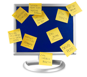 post it notes on computer screen