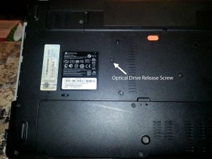 Gateway nv57h44u Optical Drive Release Screw
