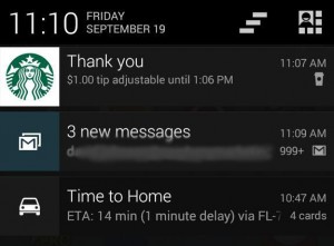 Screenshot: Starbucks Android App with Mobile Tipping