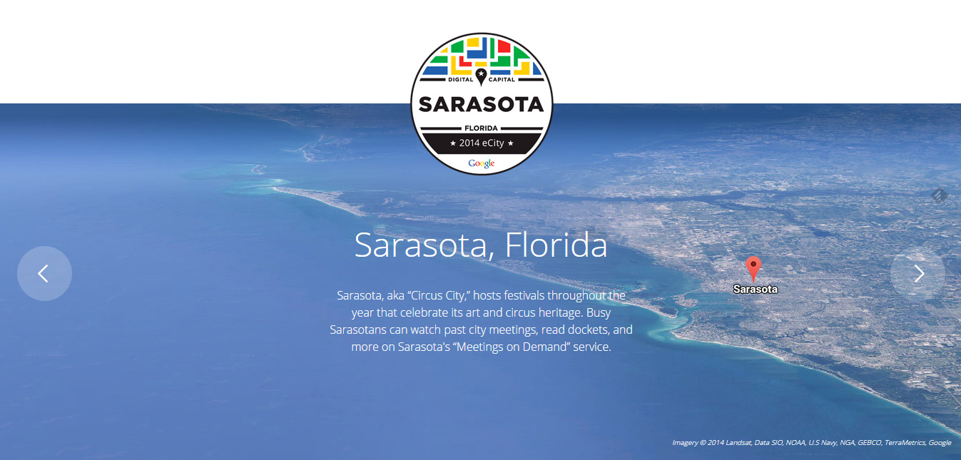 Screenshot: Google Recognizes Sarasota as its 2014 eCity for Florida